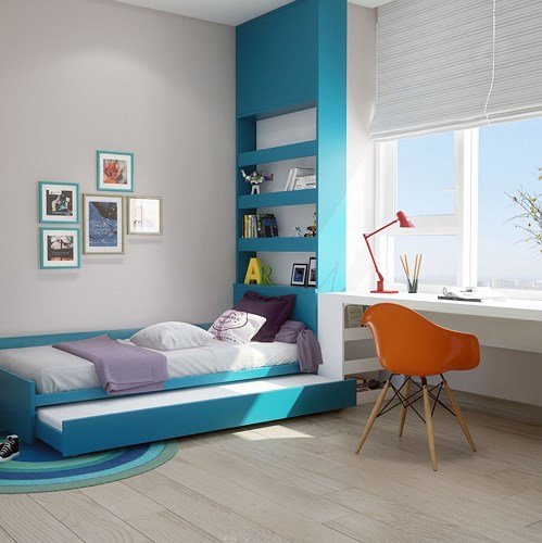 Xua tan nắng nóng với nội thất phòng ngủ màu xanh dương