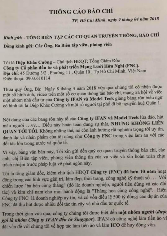Người bị tố cầm đầu nhóm Ifan lừa 15.000 tỉ: 'Không liên quan tới tôi'