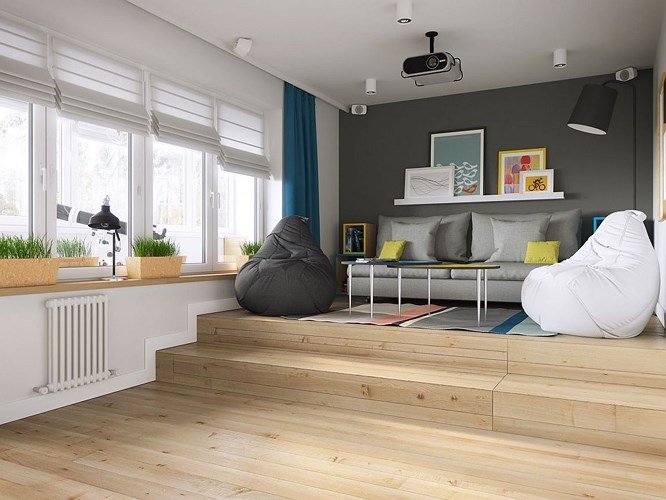 Căn hộ 34 m2 kết hợp phòng khách và phòng ngủ tiện lợi