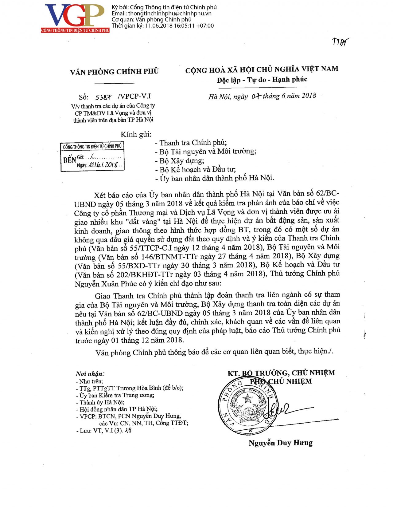 thanh-tra-chinh-phu-se-thanh-tra-cac-du-an-cua-doan-la-vong
