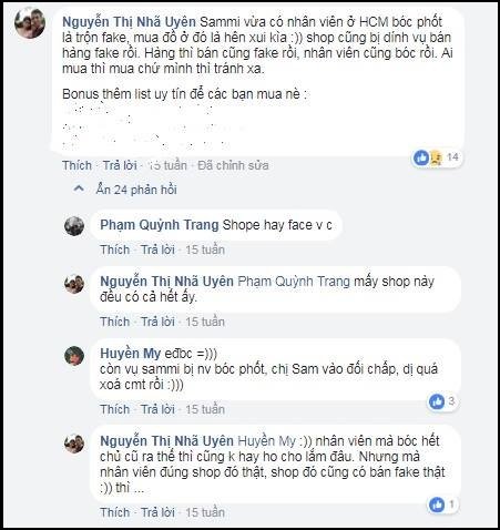 Khách hàng tố Sammi Shop bán hàng không rõ nguồn gốc