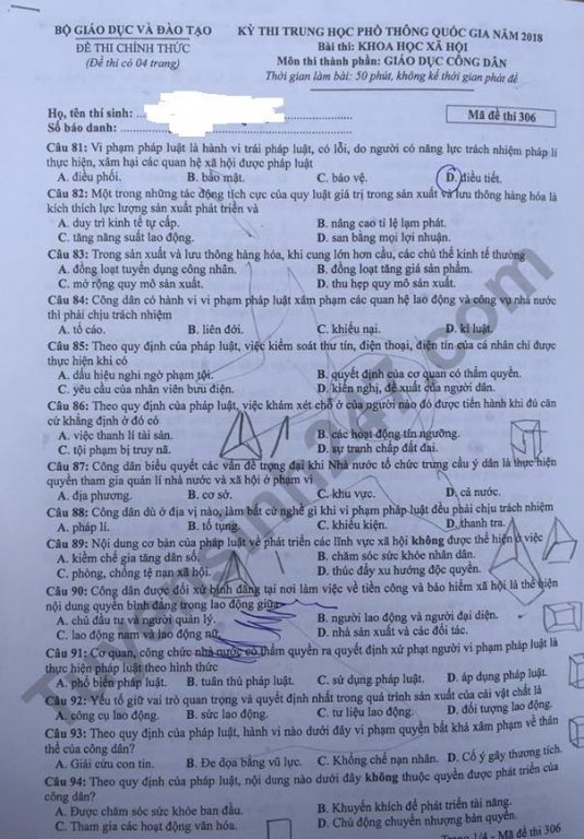 de-thi-va-dap-an-mon-giao-duc-cong-dan-ma-de-306-ky-thi-thpt-quoc-gia-2018