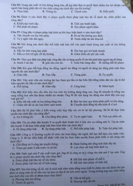 de-thi-va-dap-an-mon-giao-duc-cong-dan-ma-de-306-ky-thi-thpt-quoc-gia-2018