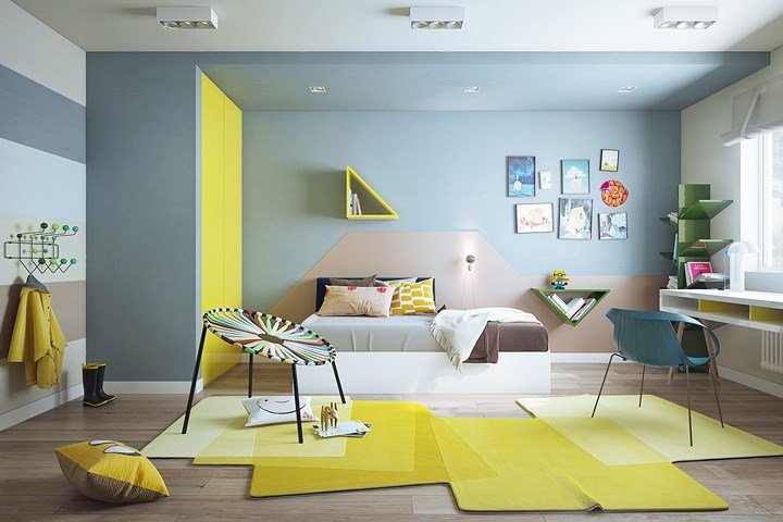 Nội thất nhà có màu sắc sống động tạo ấn tượng đẹp mắt