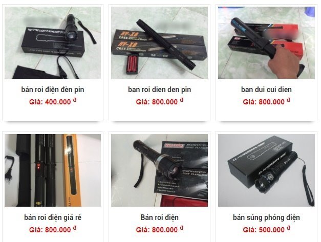 Roi điện, súng bắn bi bán như rau trên mạng bất chấp lệnh cấm