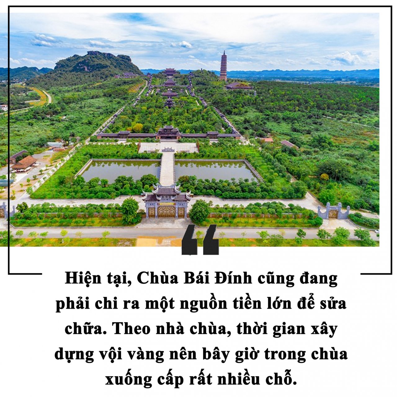 Chùa Bái Đính thiếu tiền hoạt động nên doanh nghiệp phải đài thọ
