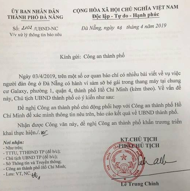 da-nang-ra-cong-van-de-nghi-cong-an-phoi-hop-xac-minh-vu-be-gai-bi-sam-so-trong-thang-may