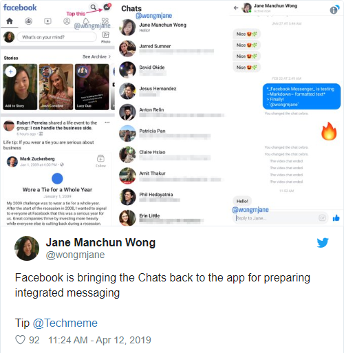 Facebook có thể hợp nhất ứng dụng Facebook và Messenger làm một như trước kia - Ảnh 2. Facebook có thể hợp nhất ứng dụng Facebook và Messenger làm một như trước kia