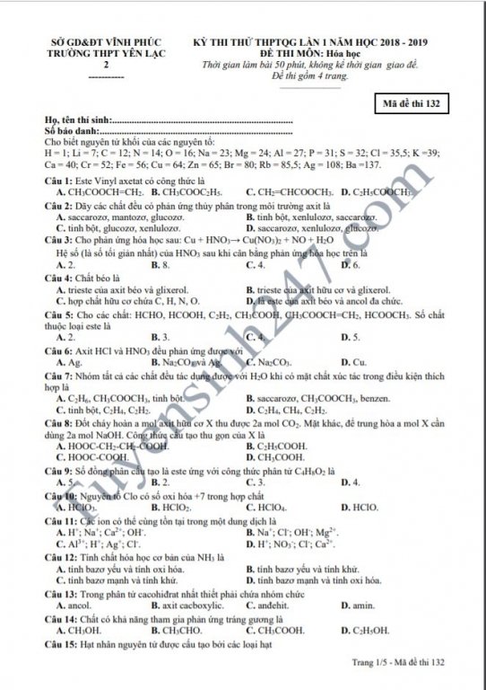 de-thi-thu-thpt-quoc-gia-2019-mon-hoa-co-dap-an