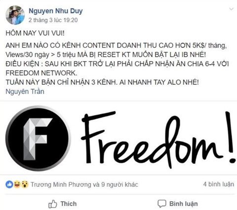 Network đang chứa gần 1.000 kênh YouTube Việt cũng bắt đầu cho các dịch vụ bẩn ngoài luồng.