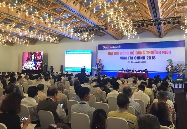 Đại hội cổ đông thường niên năm tài chính 2018 của Sacombank đã đặt chỉ tiêu lợi nhuận trước thuế của doanh nghiệp này trong năm 2019 là 2.650 tỷ đồng. Ảnh: Đại Việt