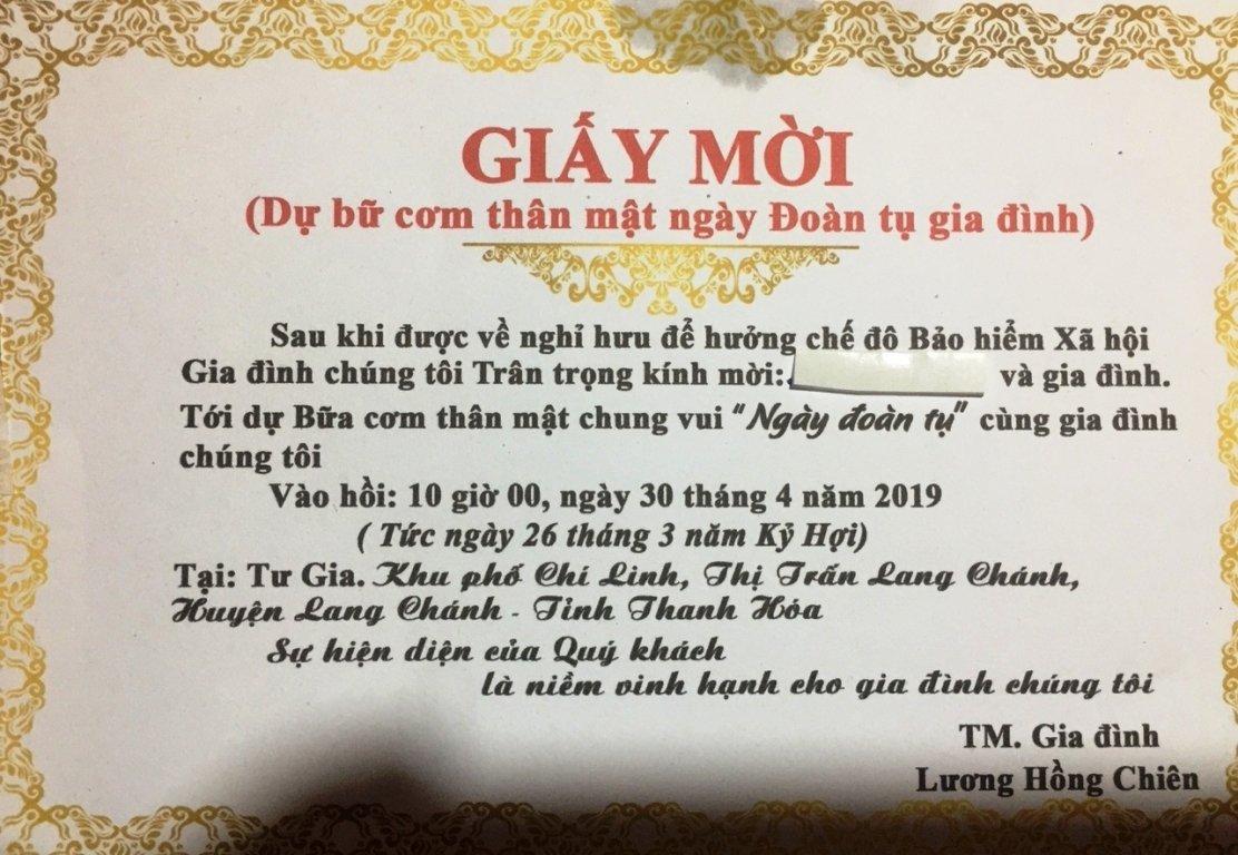 Giấy mời dự bữa cơm địa chỉ tại gia đình ông Chiên nhưng lại được tổ chức ở trụ sở Kiểm lâm