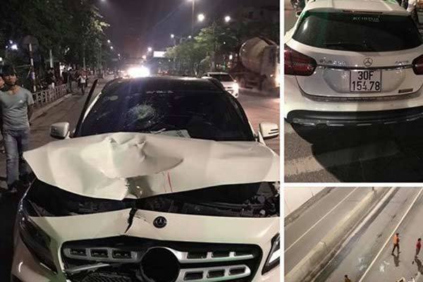 Xe Mercedes biến dạng sau tai nạn. Ảnh: Otofun