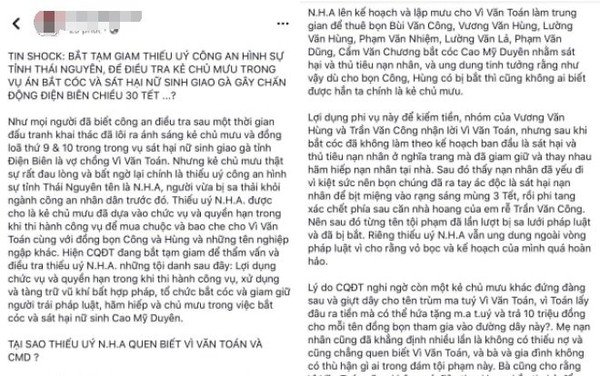 Thông tin được đăng tải trên mạng xã hội