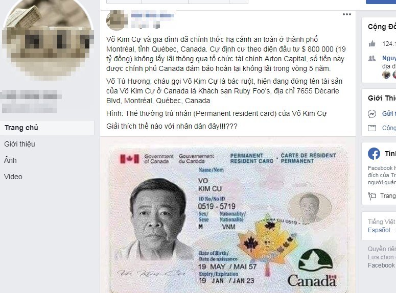  Thông tin thất thiệt về ông Võ Kim Cự lan truyền trên mạng xã hội. (Ảnh: VTC News).