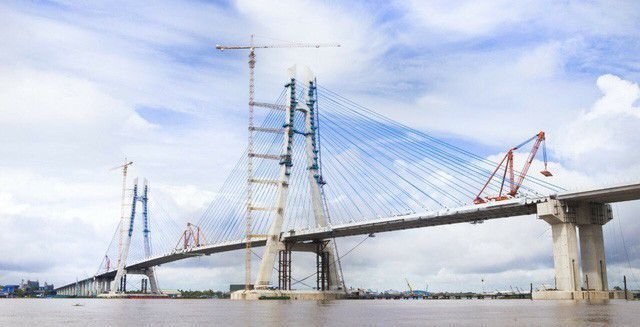Việc sửa chữa vết nứt trụ neo cầu Vàm Cống đã hoàn tất. (Ảnh: Dân Trí).