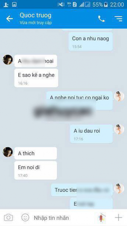 Đoạn tin nhắn được cho là của Quốc Trường và một cô gái. 