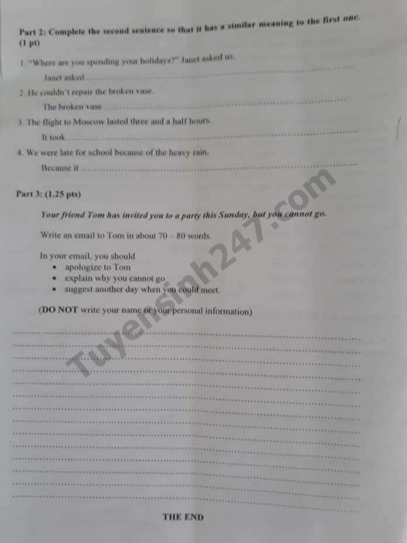 Đề thi vào lớp 10 năm 2019 môn Tiếng Anh tỉnh Ninh Thuận