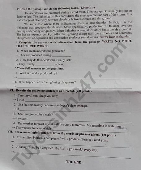 Đề thi vào lớp 10 năm 2019 môn Anh tỉnh Long An