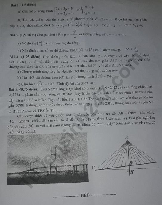 Đề thi vào lớp 10 năm 2019 môn Toán tỉnh Kiên Giang