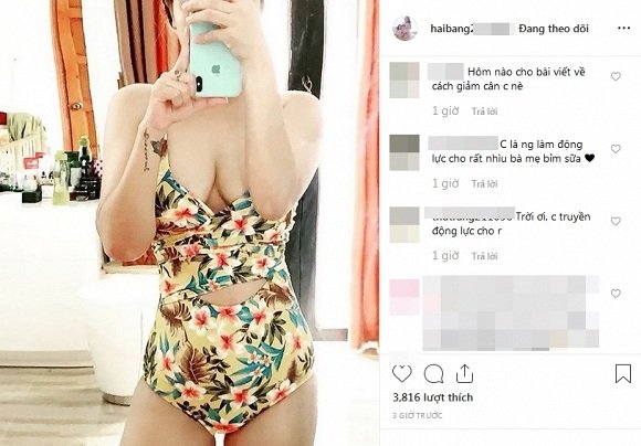 Hải Băng nhanh chóng lấy lại vóc dáng thon gọn chỉ sau 21 ngày sinh con thứ 3.