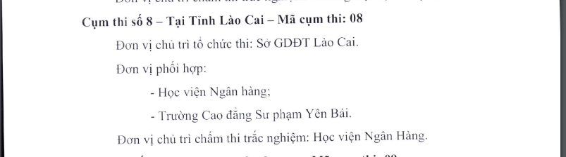 Các điểm thi THPT Quốc gia 2019 tại Lào Cai
