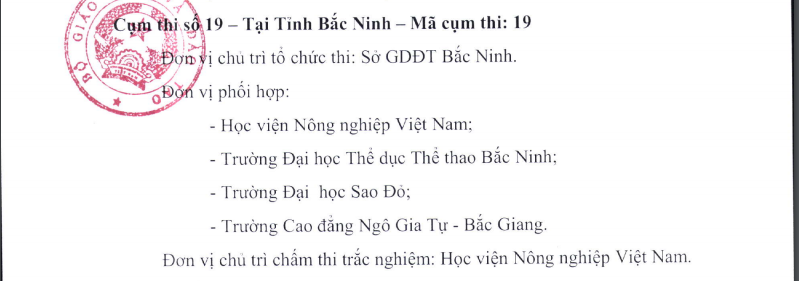 Các điểm thi THPT Quốc gia 2019 tại Bắc Ninh