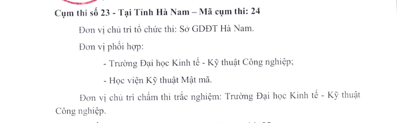 Các điểm thi THPT Quốc gia 2019 tại Hà Nam