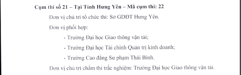 Các điểm thi THPT Quốc gia 2019 tại Hưng Yên
