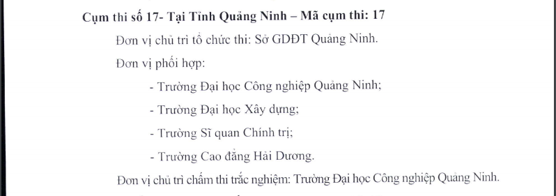Các điểm thi THPT Quốc gia 2019 tại Quảng Ninh