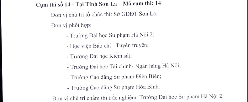 Các điểm thi THPT Quốc gia 2019 tại Sơn La