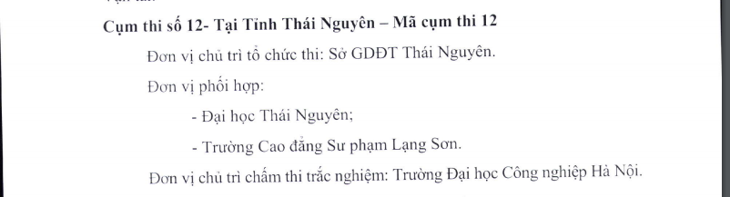 Các điểm thi THPT Quốc gia 2019 tại Thái Nguyên