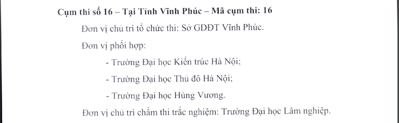 Các điểm thi THPT Quốc gia 2019 tại Vĩnh Phúc