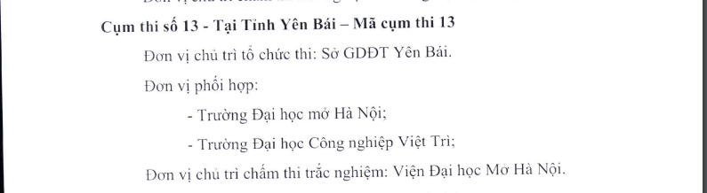 Các điểm thi THPT Quốc gia 2019 tại Yên Bái