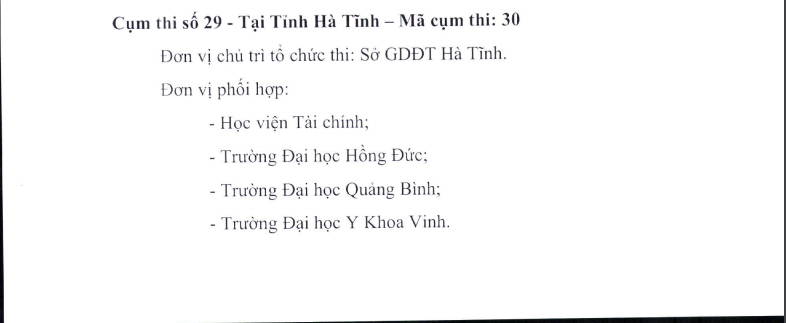 Các điểm thi THPT Quốc gia 2019 tại Hà Tĩnh
