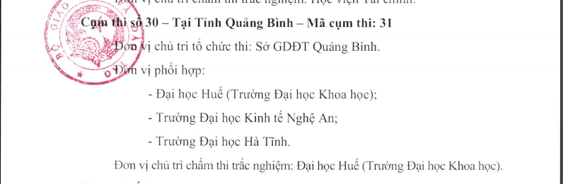 Các điểm thi THPT Quốc gia 2019 tại Quảng Bình
