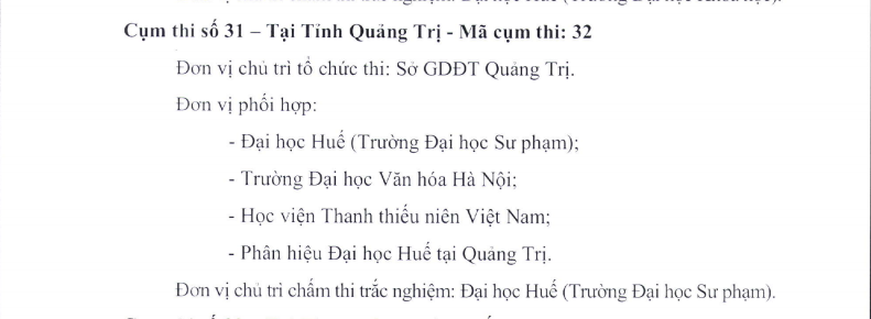 Các điểm thi THPT Quốc gia 2019 tại Quảng Trị