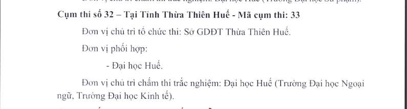 Các điểm thi THPT Quốc gia 2019 tại Thừa Thiên Huế