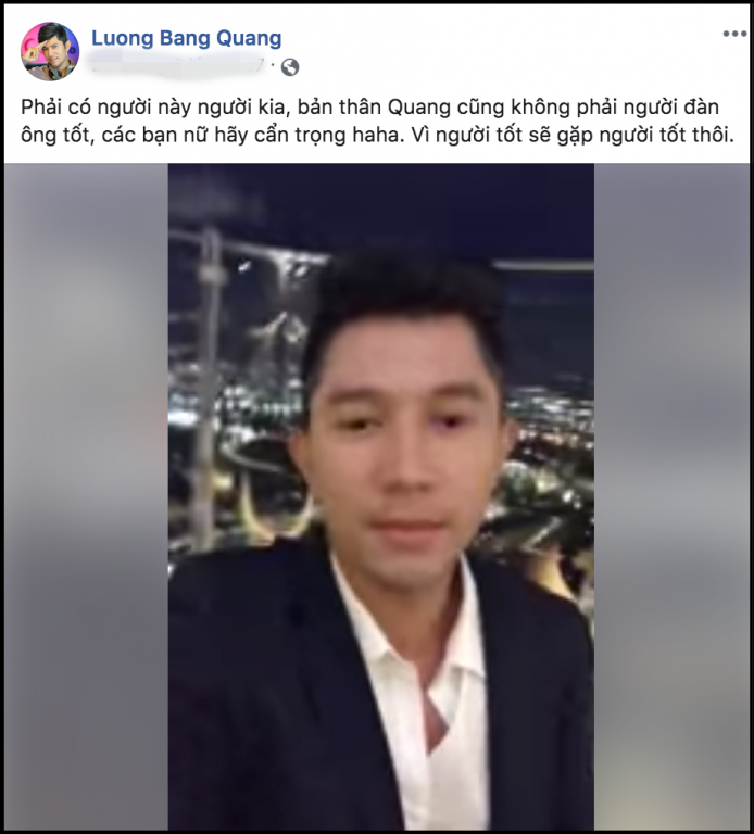 Lương Bằng Quang chia sẻ loạt trạng thái được cho là nhắm tới tình cũ. 