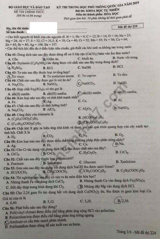 de-thi-va-dap-an-mon-hoa-thpt-quoc-gia-2019-ma-de-224
