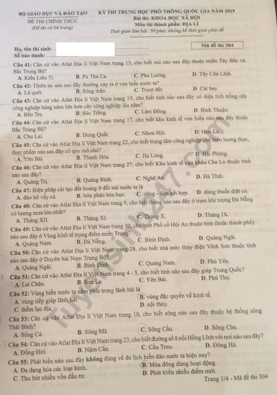 de-thi-va-dap-an-mon-dia-li-thpt-quoc-gia-2019-ma-de-304