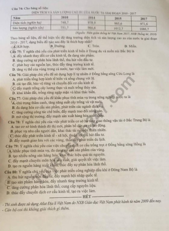 de-thi-va-dap-an-mon-dia-ly-thpt-quoc-gia-2019-ma-de-307