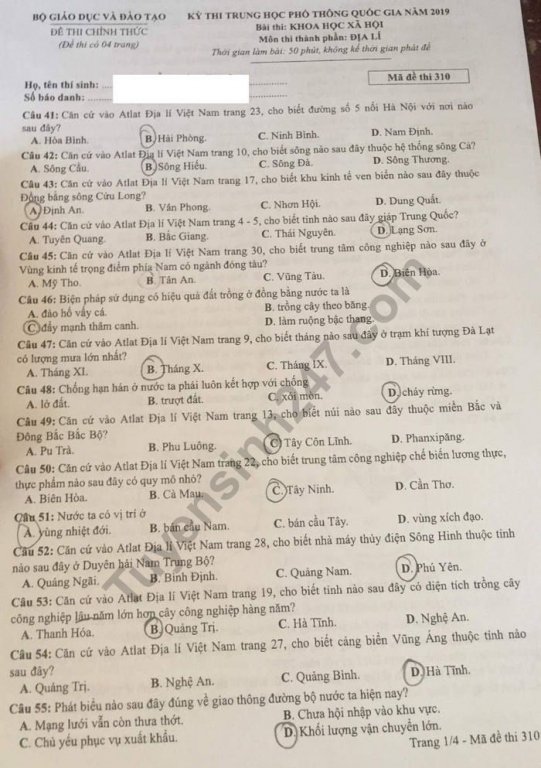 de-thi-va-dap-an-mon-dia-ly-thpt-quoc-gia-2019-ma-de-310