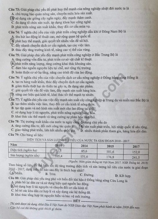 de-thi-va-dap-an-mon-dia-ly-thpt-quoc-gia-2019-ma-de-318