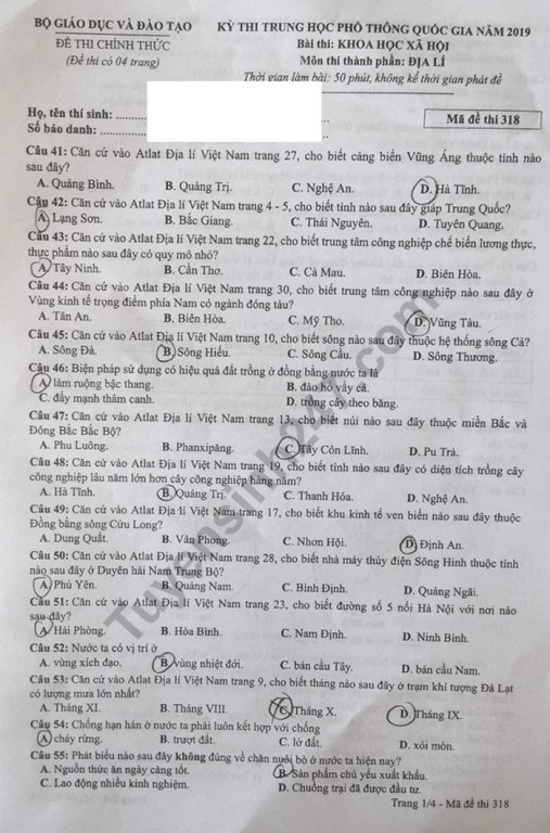 de-thi-va-dap-an-mon-dia-ly-thpt-quoc-gia-2019-ma-de-318