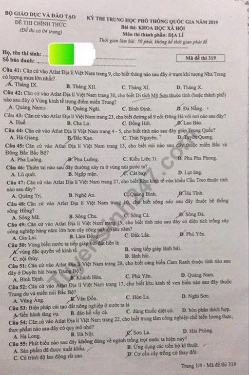 de-thi-va-dap-an-mon-dia-ly-thpt-quoc-gia-2019-ma-de-319