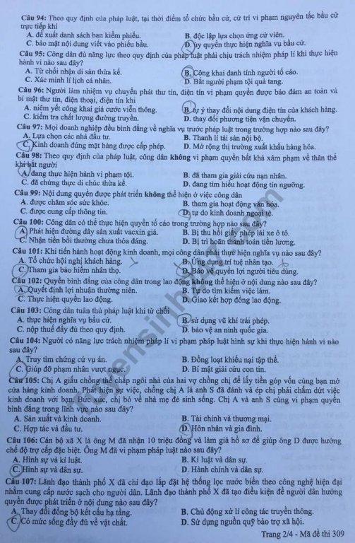 de-thi-va-dap-an-mon-giao-duc-cong-dan-thpt-quoc-gia-2019-ma-de-309