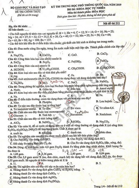 de-thi-va-dap-an-mon-hoa-thpt-quoc-gia-2019-ma-de-212
