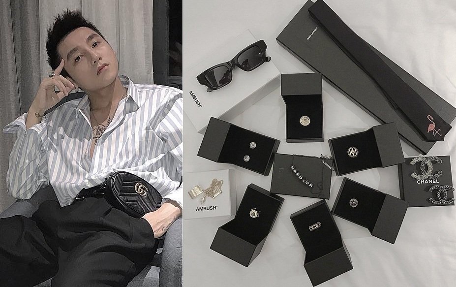 Nổi tiếng là nam ca sĩ có phong cách thời trang ấn tượng, Sơn Tùng không ngại chi để sắm hàng hiệu. Trên ảnh, giọng ca 25 tuổi khoe cà vạt Saint Laurent, 5 chiếc nhẫn và 1 đôi khuyên tai của Versace, 1 vòng cổ Dior, 2 ghim cài áo Chanel cùng kính và dây chuyền của thương hiệu Nhật Ambush. Tổng giá trị phụ kiện này trên dưới 50 triệu.