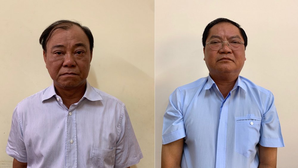 Bị can Lê Tấn Hùng (trái) và bị can Nguyễn Thành Mỹ. (Ảnh: Bộ Công an)